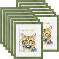 Picrit 11x14 Picture Frame Set of 12 - Green Wood Grain, Versatile