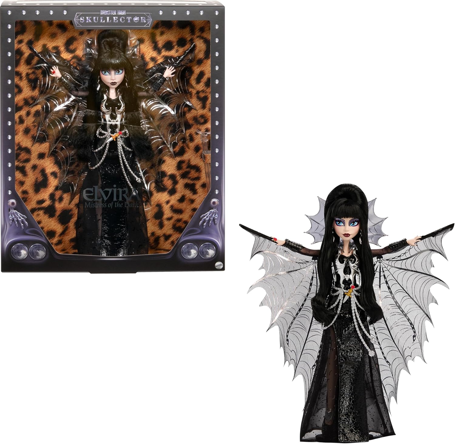 Monster High Elvira Doll in Black Dress with Batwing Cape