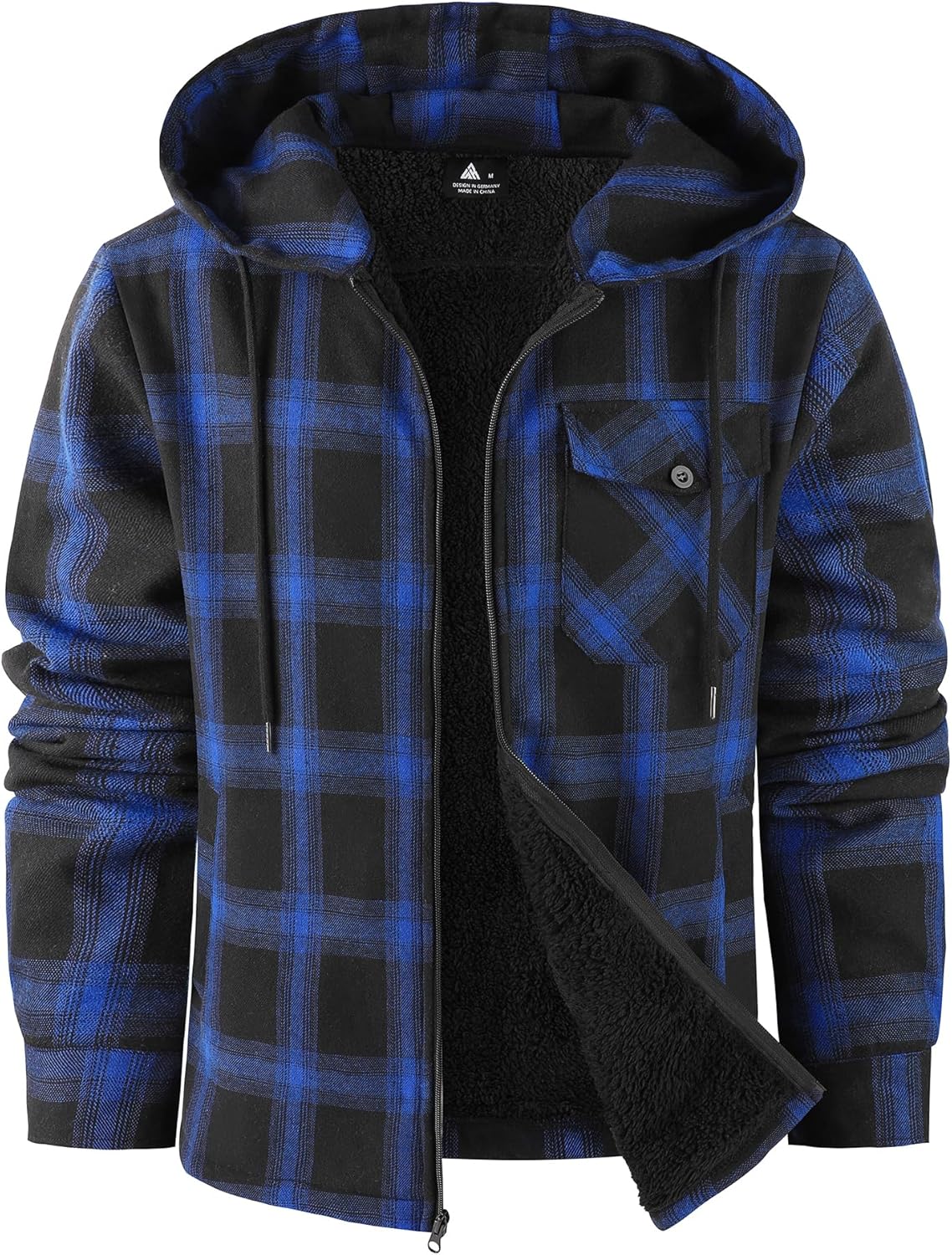 ZITY Men's Zipper Hoodies Flannel Shirt Jacket for Winter Warmth
