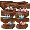 Wood Riser Set 8 Pcs Rustic Square Cake Stands - Stackable Display