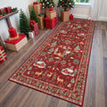 Christmas Runner Rug 2x6 Red Holiday Hallway Runner - Soft, Washable