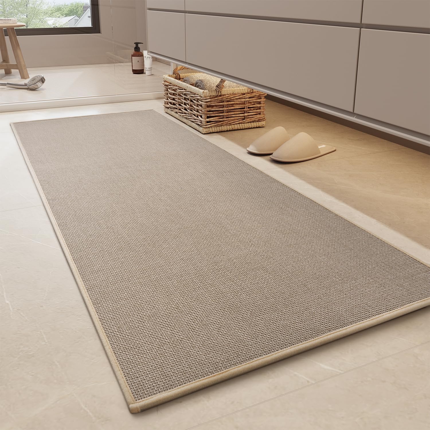 MontVoo Bathroom Runner Rug - Ultra Thin Non Slip Bath Mat