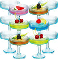 12 Pack 7 oz Ribbed Coupe Martini Glasses Blue - Vintage Style