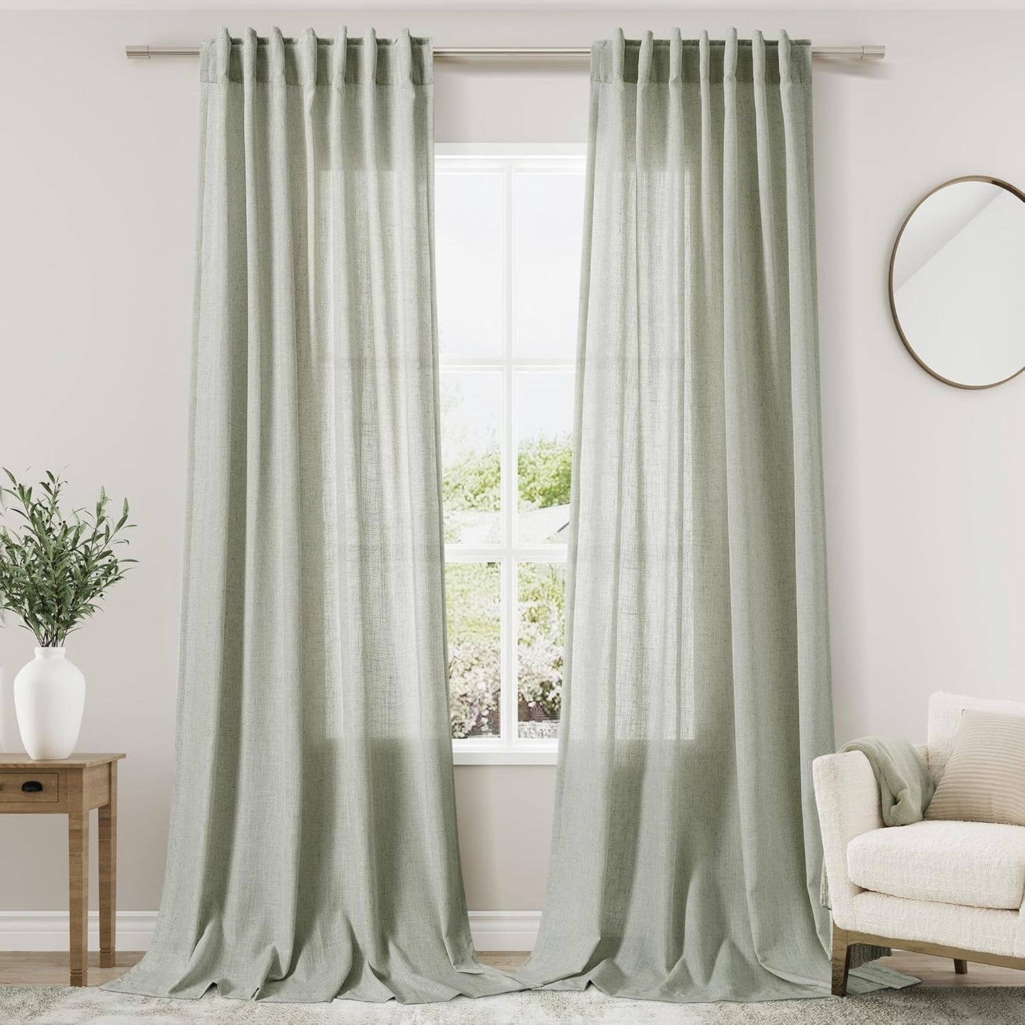 Extra Long Sage Green Curtain Panels for Elegant Living Rooms