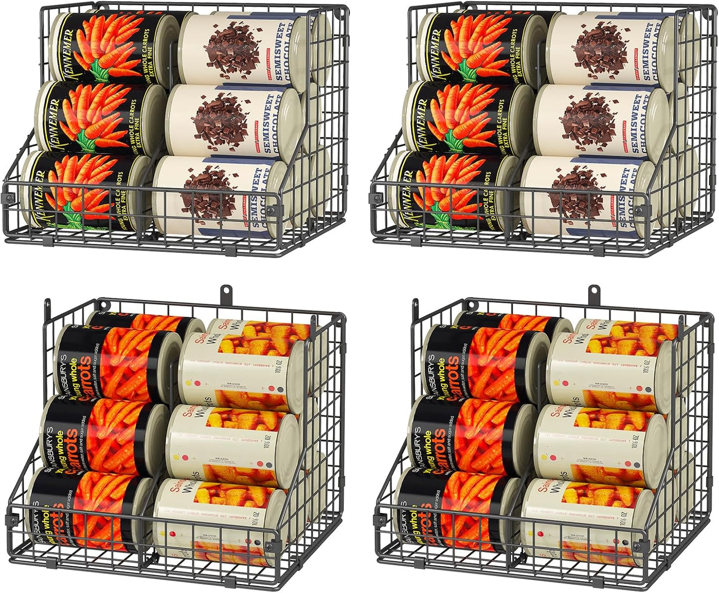 Stackable Can Organizer for Pantry with Adjustable Dividers