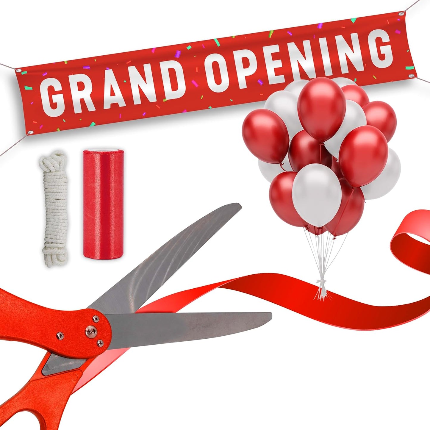 Grand Opening Ribbon Cutting Ceremony Kit with Giant Scissors
