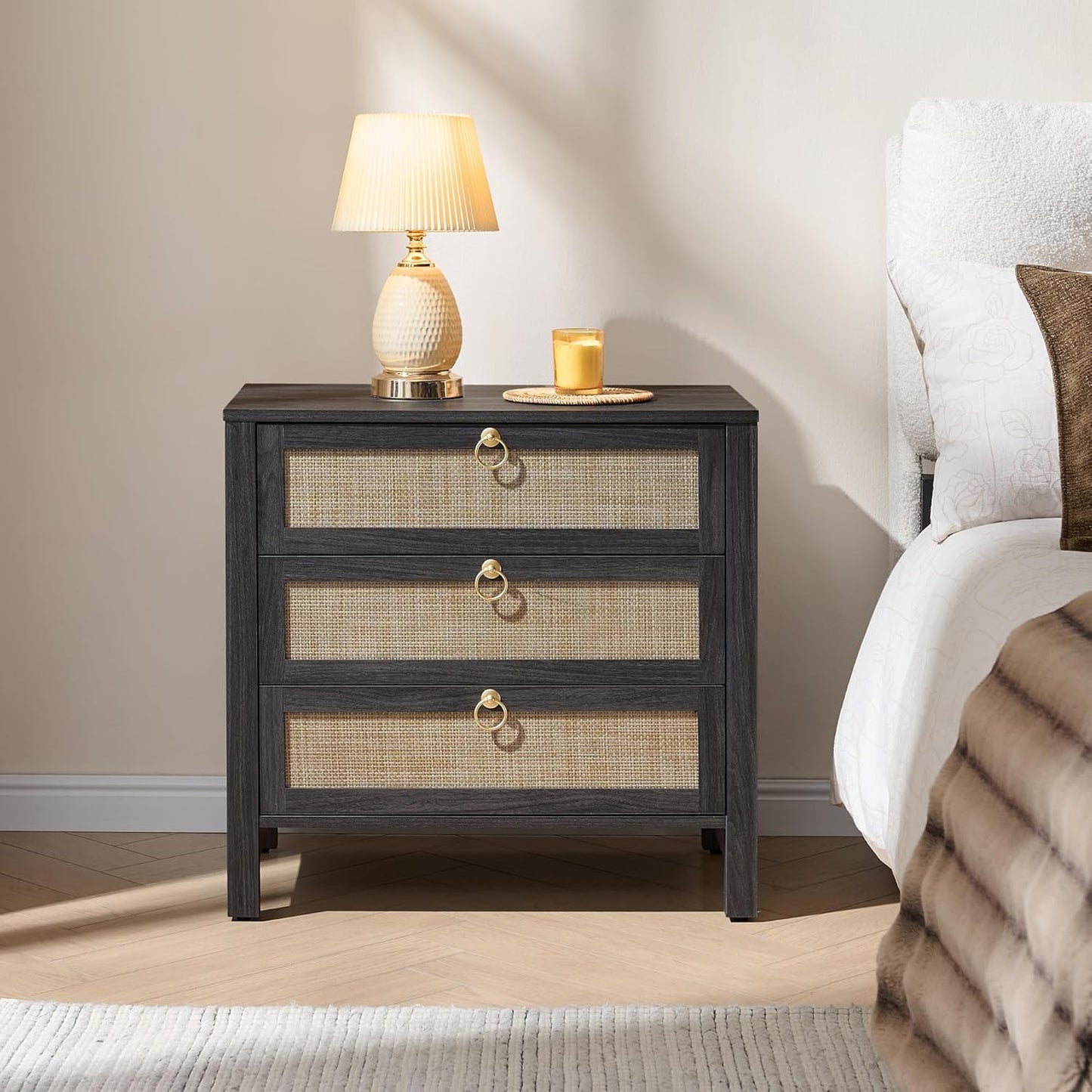 SICOTAS Night Stand with Drawers for Effortless Boho Elegance