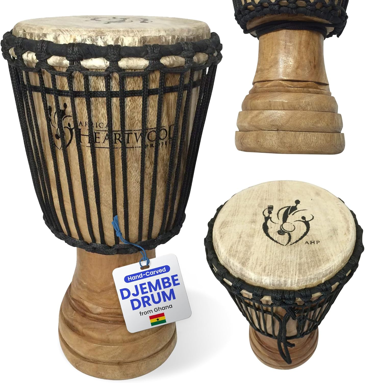 Hand-Carved Djembe Drum from Ghana - Authentic African Music