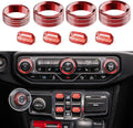 8PCS Metal Button Knob Cover for Jeep Wrangler JL & Gladiator JT - Red