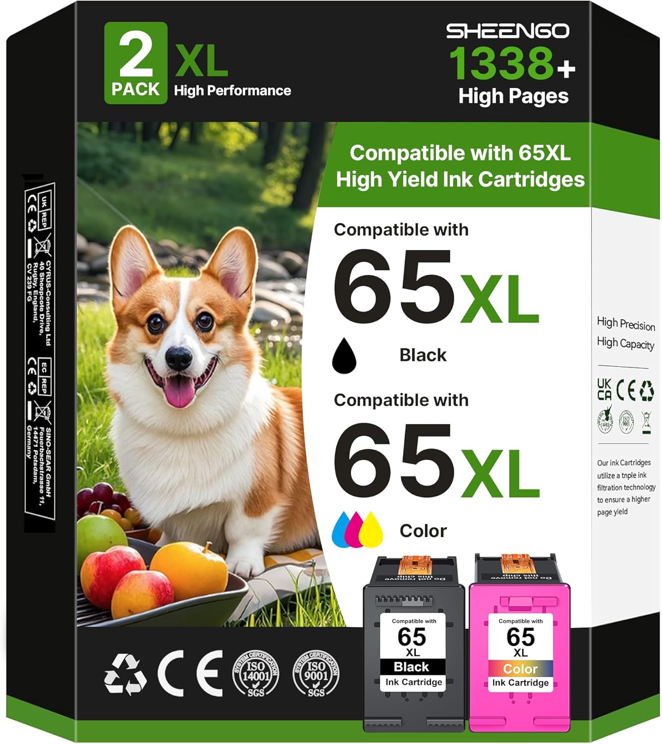 65XL 65 Ink Cartridges Black/Tri-Color Combo Pack for HP Printers