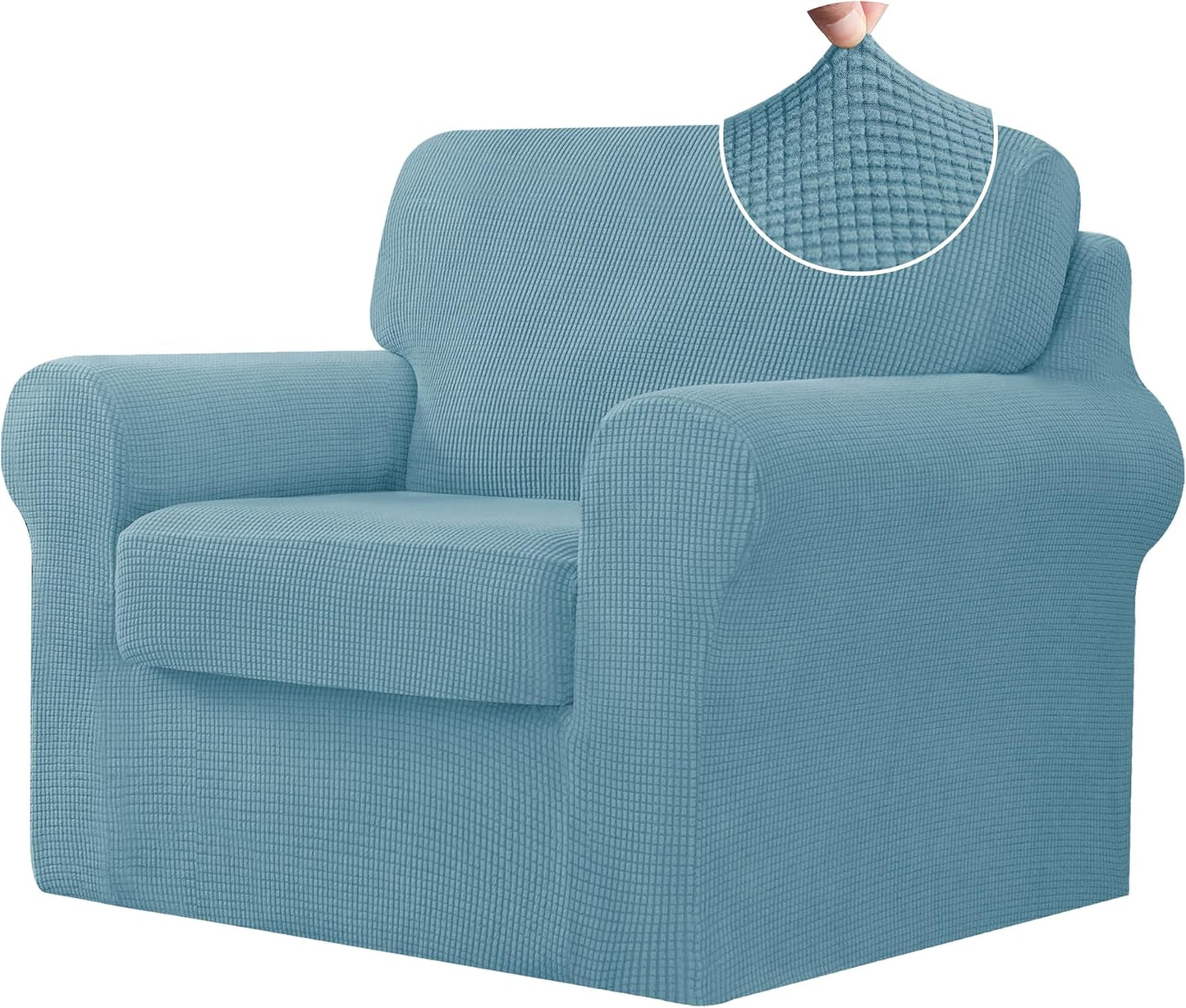 CHUN YI 3 Piece Chair Covers for Small Armchairs in Smoky Blue