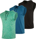 Mens Dry-Fit Active Hooded Tank Top 3 Pack - Lightweight Workout
