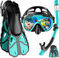 Snorkel Set with Fins for Adults - Comfortable Dry Top Combo