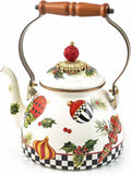 Deck the Halls 2-Quart Enamel Tea Kettle - Festive Stovetop Style