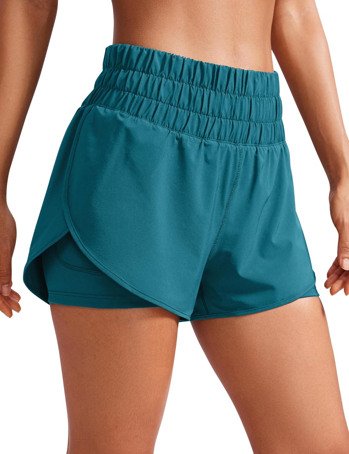 CRZ YOGA High Waisted Running Shorts for Women - 3in Split Design