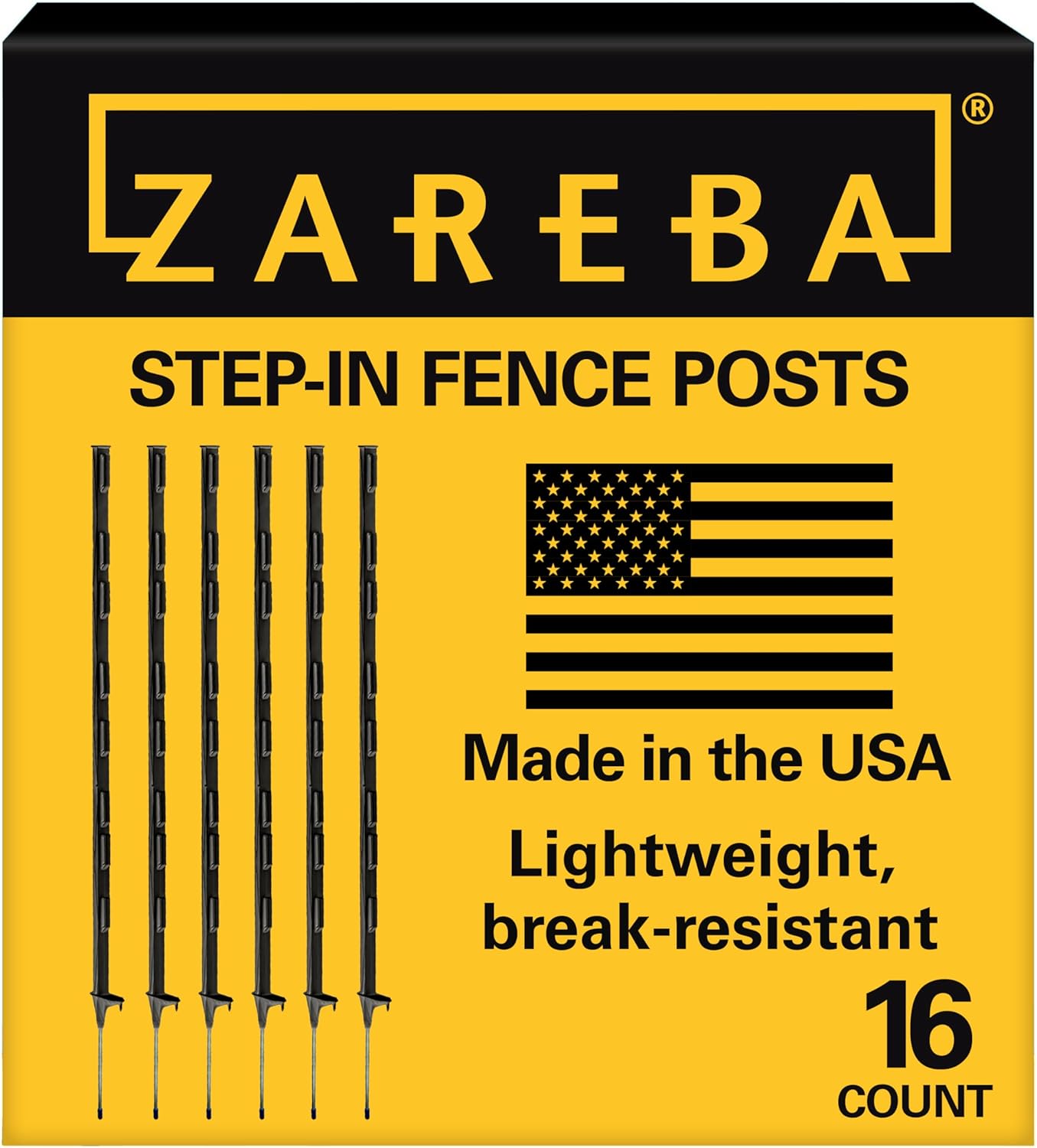 Zareba A-48B Electric Fence Posts - Sturdy 4-Foot Design