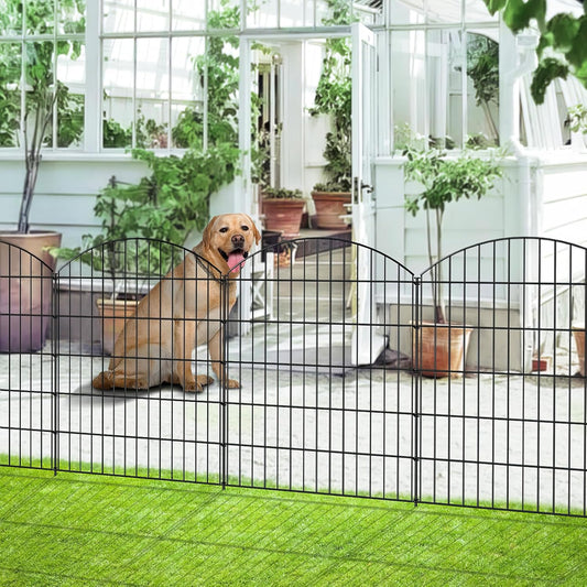 FOREHOGAR Metal Garden Fence: Easy No-Dig Dog Border