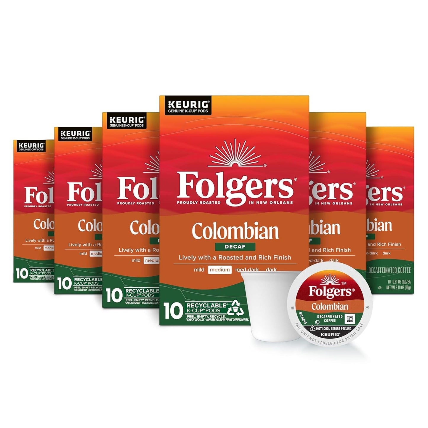 Folgers Colombian Decaf Coffee K-Cup Pods for Keurig Brewers