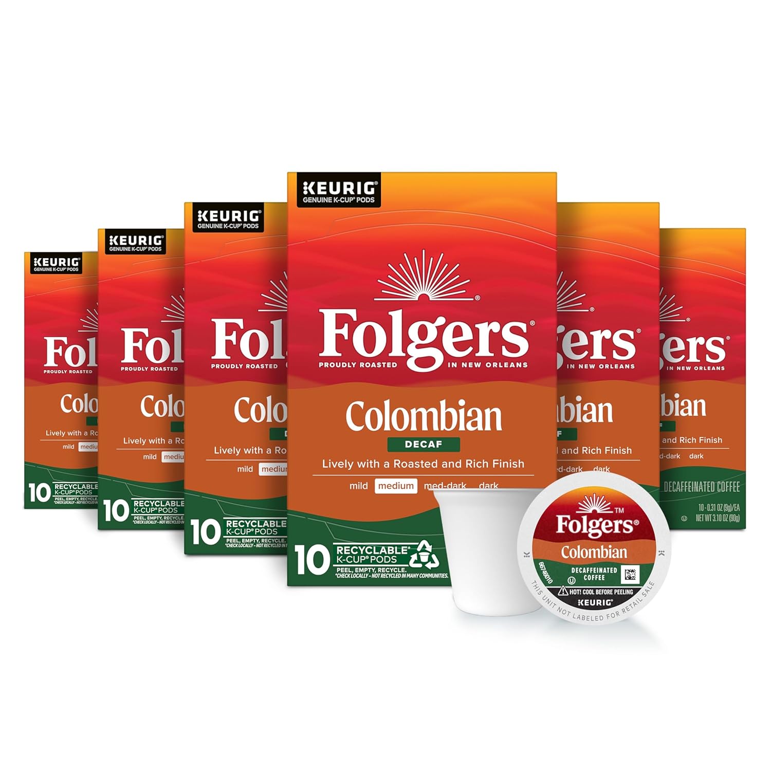 Folgers Colombian Decaf Coffee K-Cup Pods for Keurig Brewers