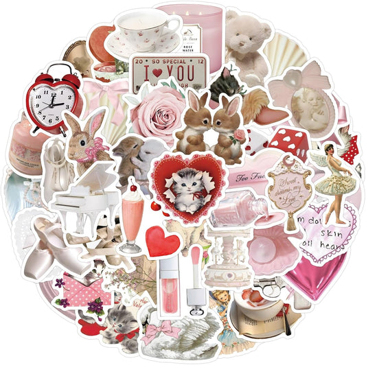 Coquette Pink Waterproof Sticker Set - WANVAE