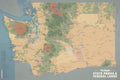 Washington State Parks & Federal Lands Map Poster for Adventure