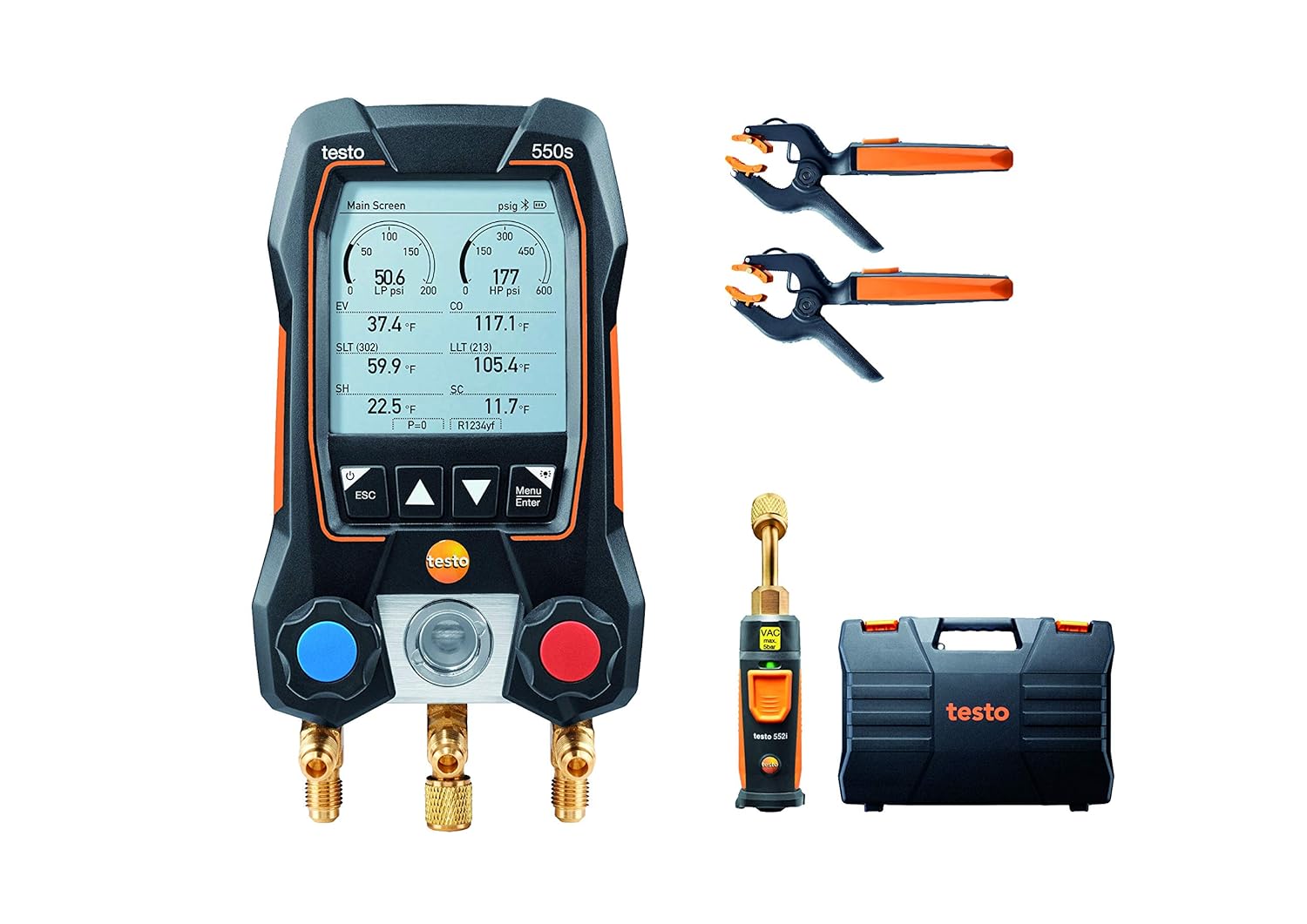 Testo 550s AC Manifold Gauge Set for HVAC and Refrigeration