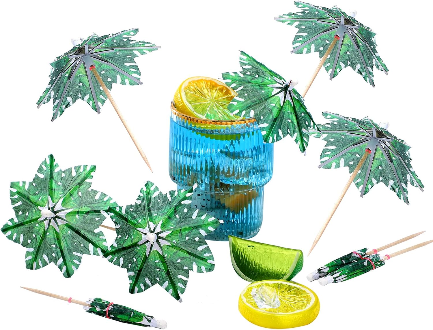Palm Tree Cocktail Umbrella Picks - Tropical Party Decoration by Cunhill