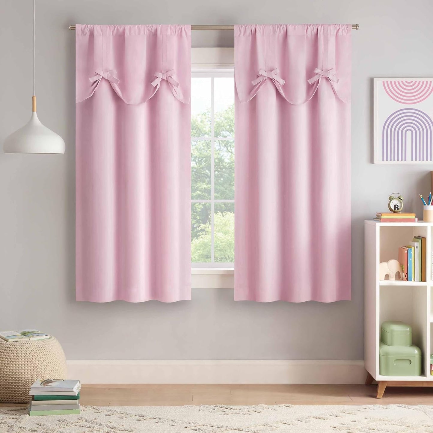 100% Blackout Kids Curtain with Valance, Pink