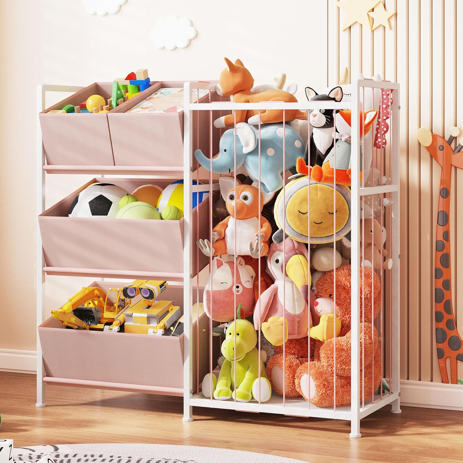 BBLIKE Stuffed Animal Storage Organizer with Removable Bins