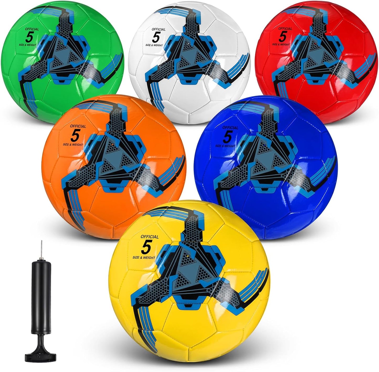 Deekin 6 Pcs Soccer Ball Set with Pump for All Ages