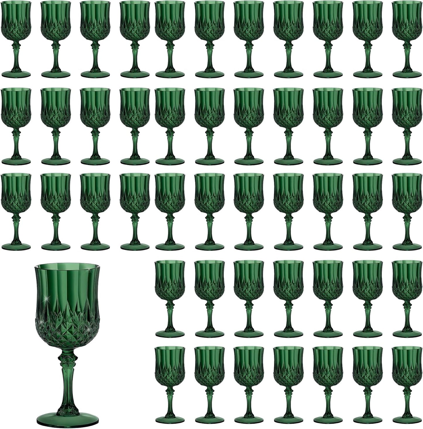 48PCS 7OZ Dark Green Plastic Wine Glasses for Celebrations