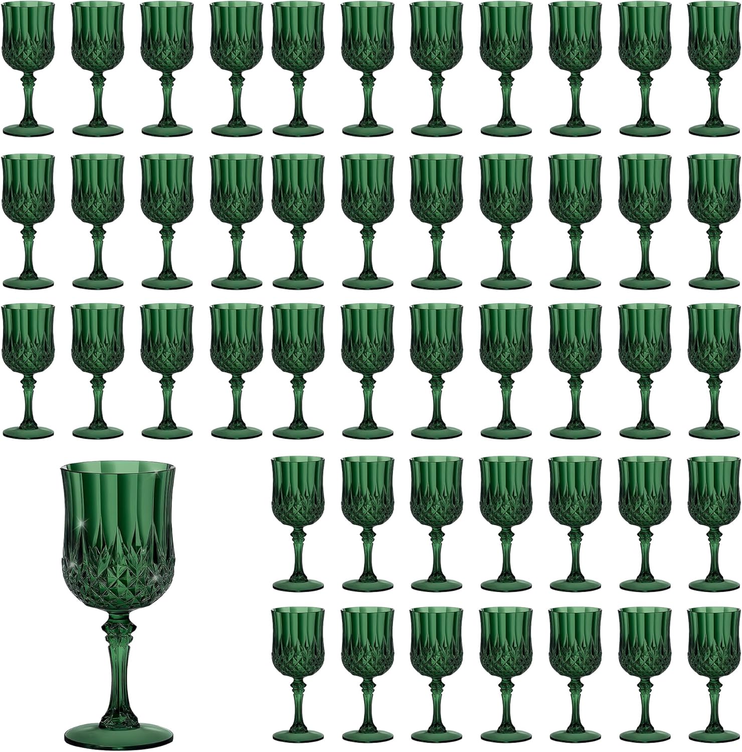 48PCS 7OZ Dark Green Plastic Wine Glasses for Celebrations
