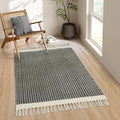 Boho Living Room 3x5 Washable Rug with Tassels - Lightweight Woven Mat