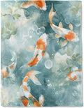 Koi Fish Flannel Blanket - Lightweight Soft Cozy Throw 50x60in