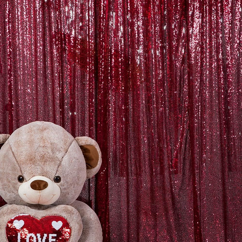 Burgundy Sequin Backdrop Curtains for Stunning Party Decor