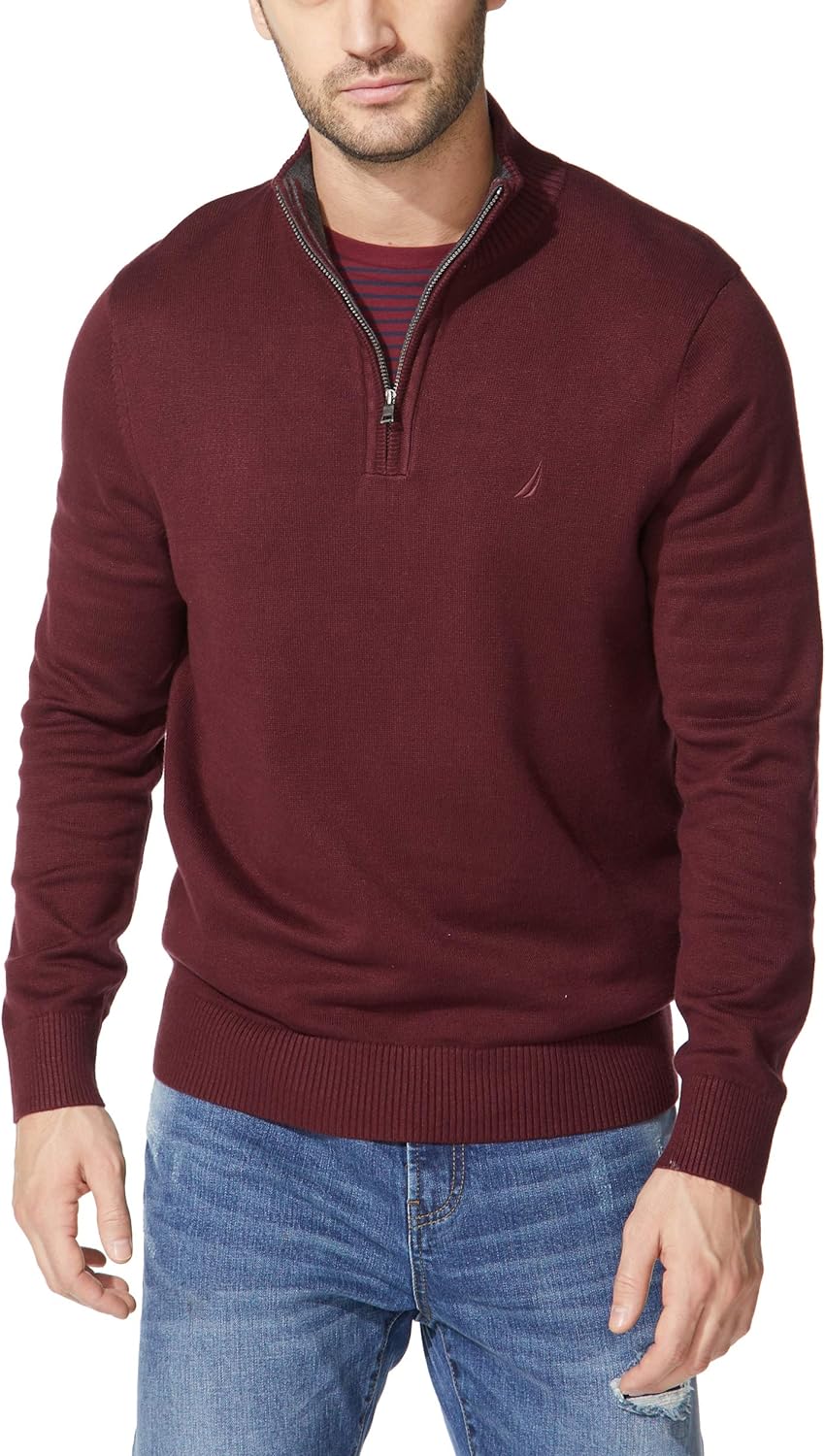 Nautica Men's Quarter-Zip Sweater for Classic Comfort and Style