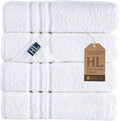 Hawmam Linen White Bath Towels 4 Pack 27 x 54 in - Soft, Quick Dry