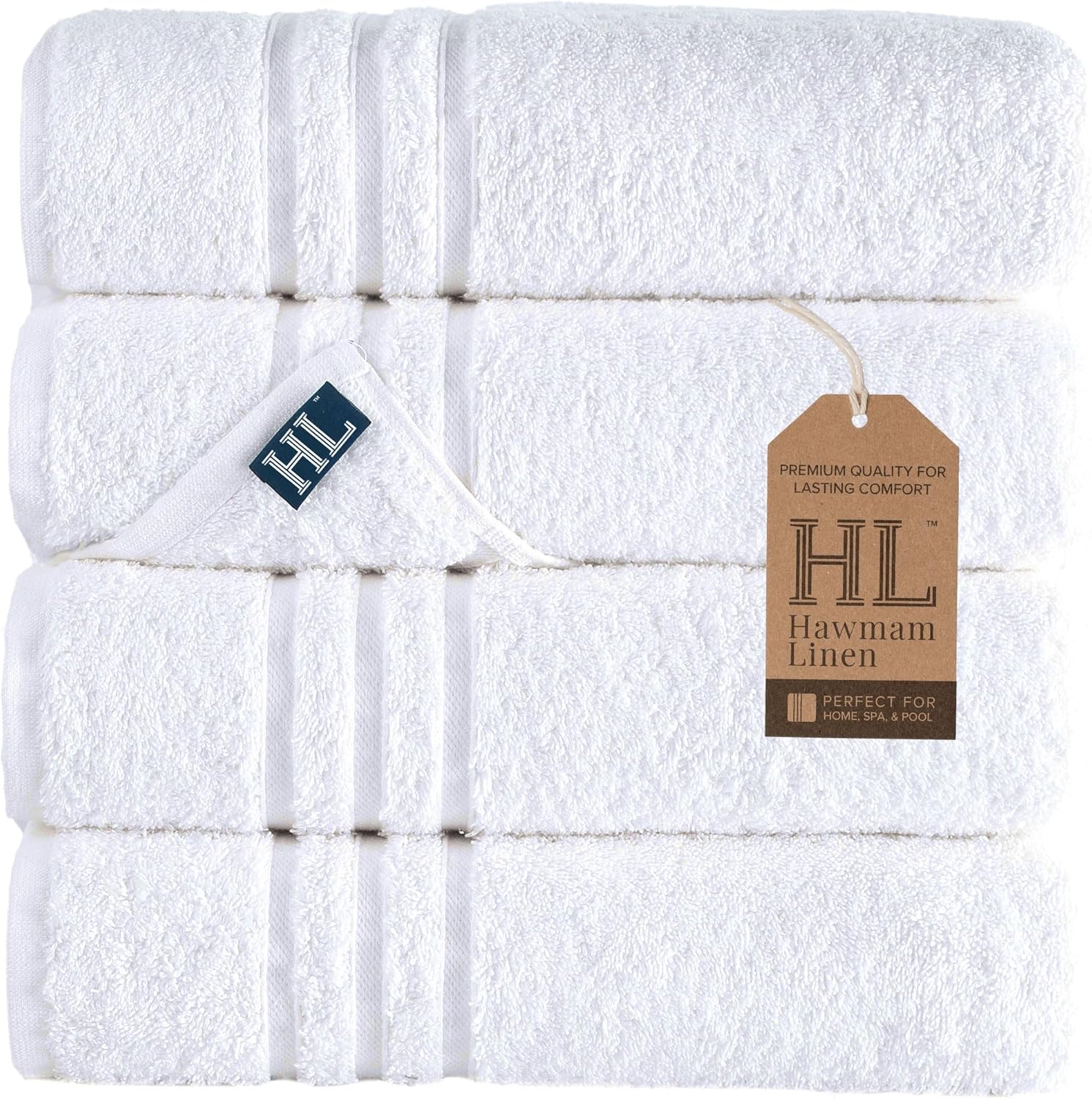 Luxurious 4 Pack Turkish Cotton Bath Towels for Daily Use