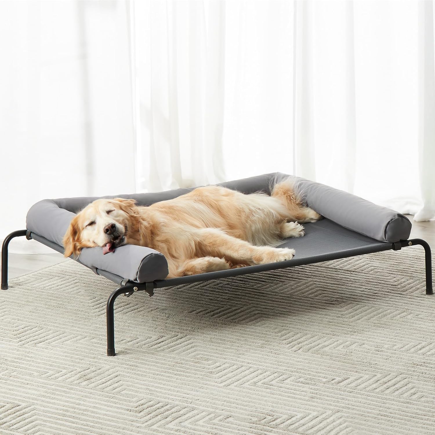 Large Elevated Cooling Dog Bed for Active Pets and Comfort
