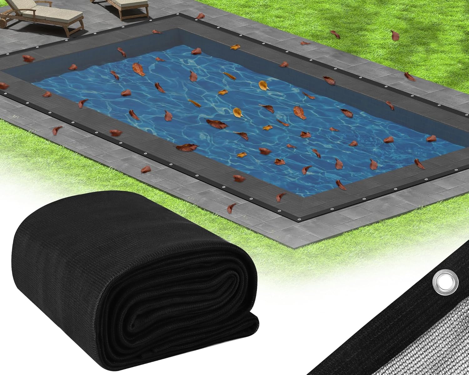 16 x 32 Ft Pool Leaf Cover for Inground Pools - Heavy Duty Mesh
