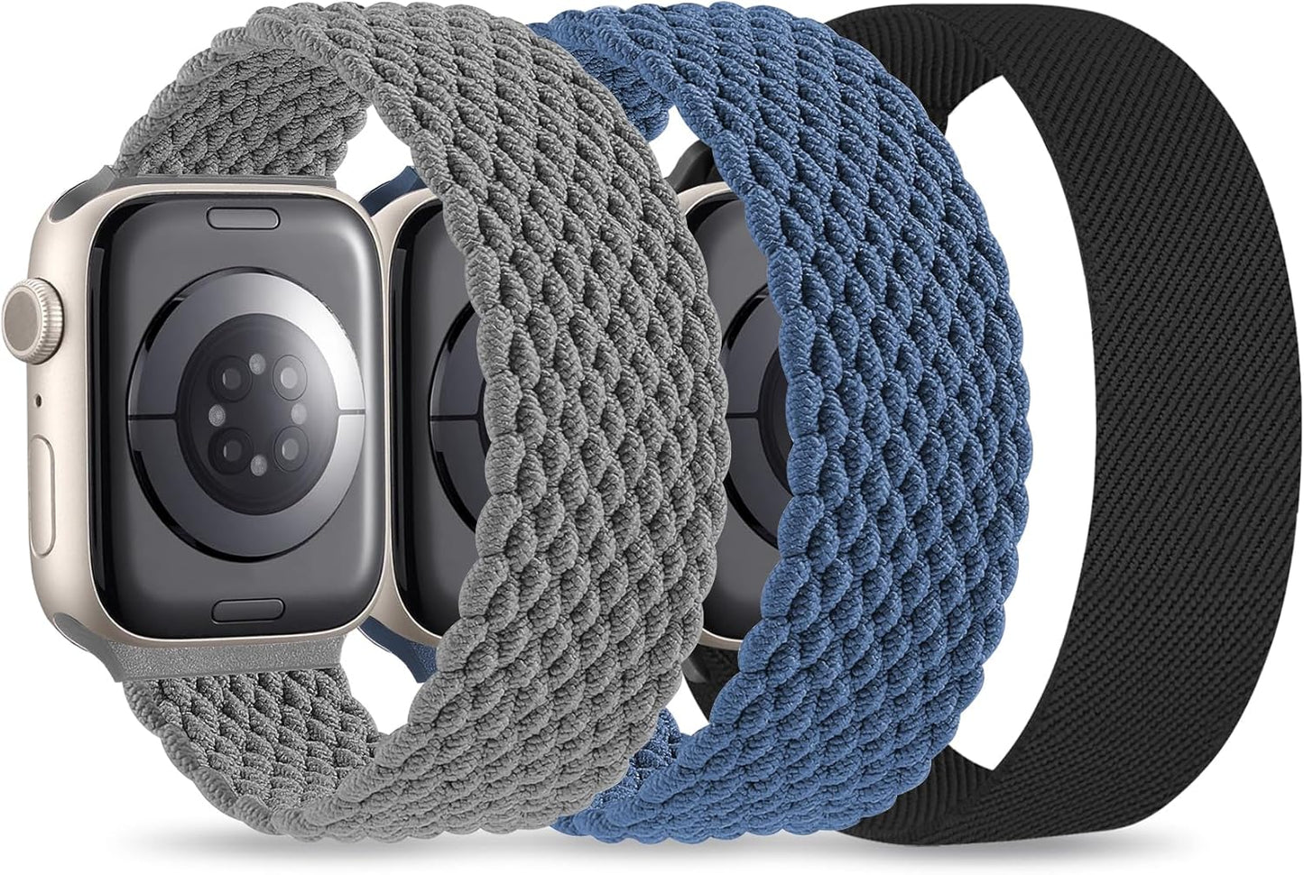 Stretchy Nylon Solo Loop 3-Pack for Apple Watch - Comfort & Style!