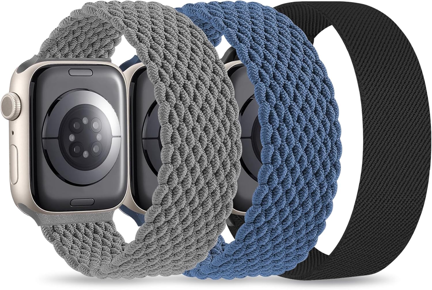 Stretchy Nylon Solo Loop 3-Pack for Apple Watch - Comfort & Style!