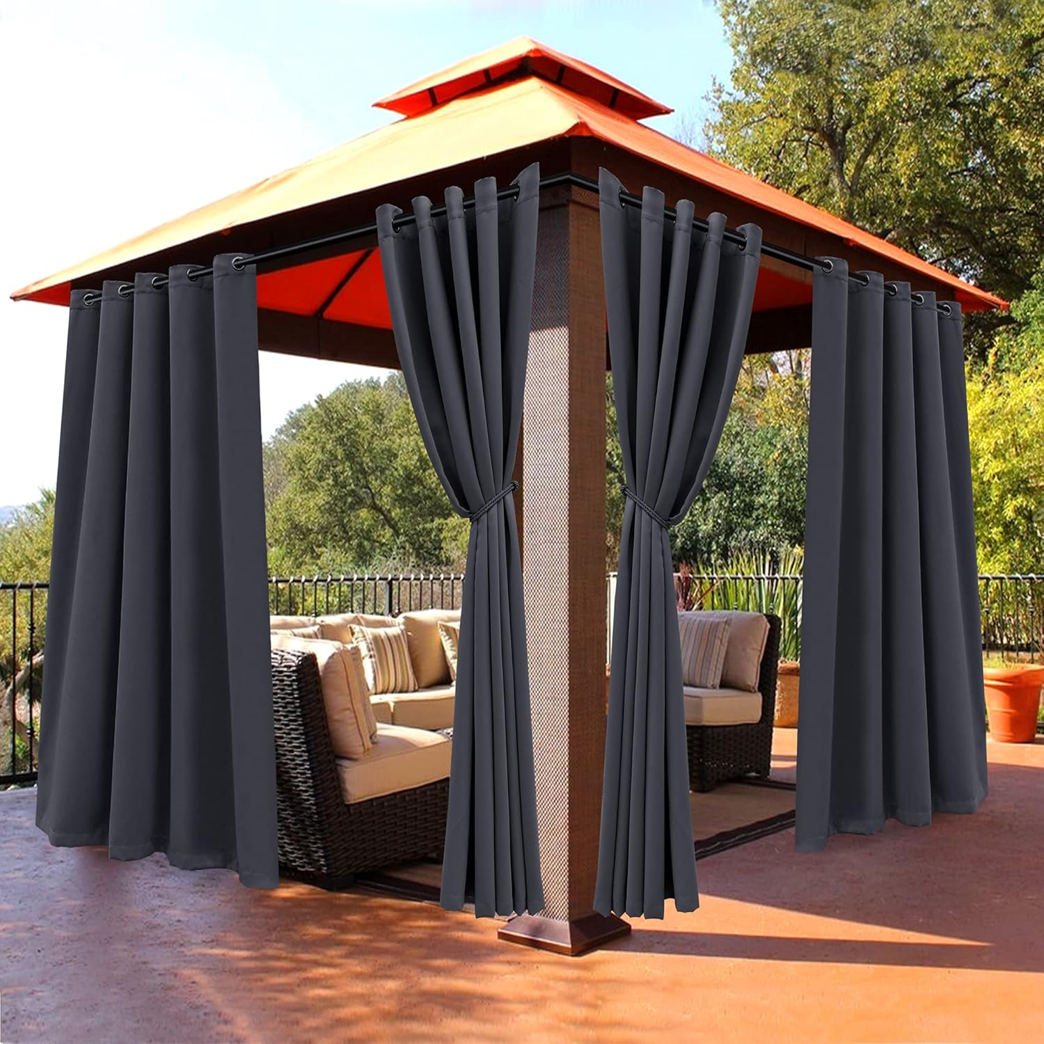 BONZER Waterproof Outdoor Curtains for Patio and Sunroom Use