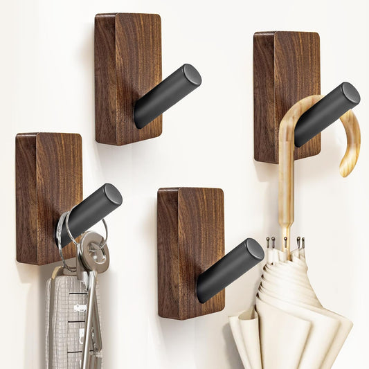 Rustic Walnut Wall Hooks - Farmhouse Charm for Every Room