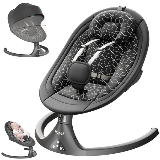 Bluetooth Baby Swing & Bouncer, Remote Control, 10 Music, 5 Speeds