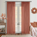 Pinch Pleated Terracotta Linen Curtains 84 in 2-Panel Set - Light