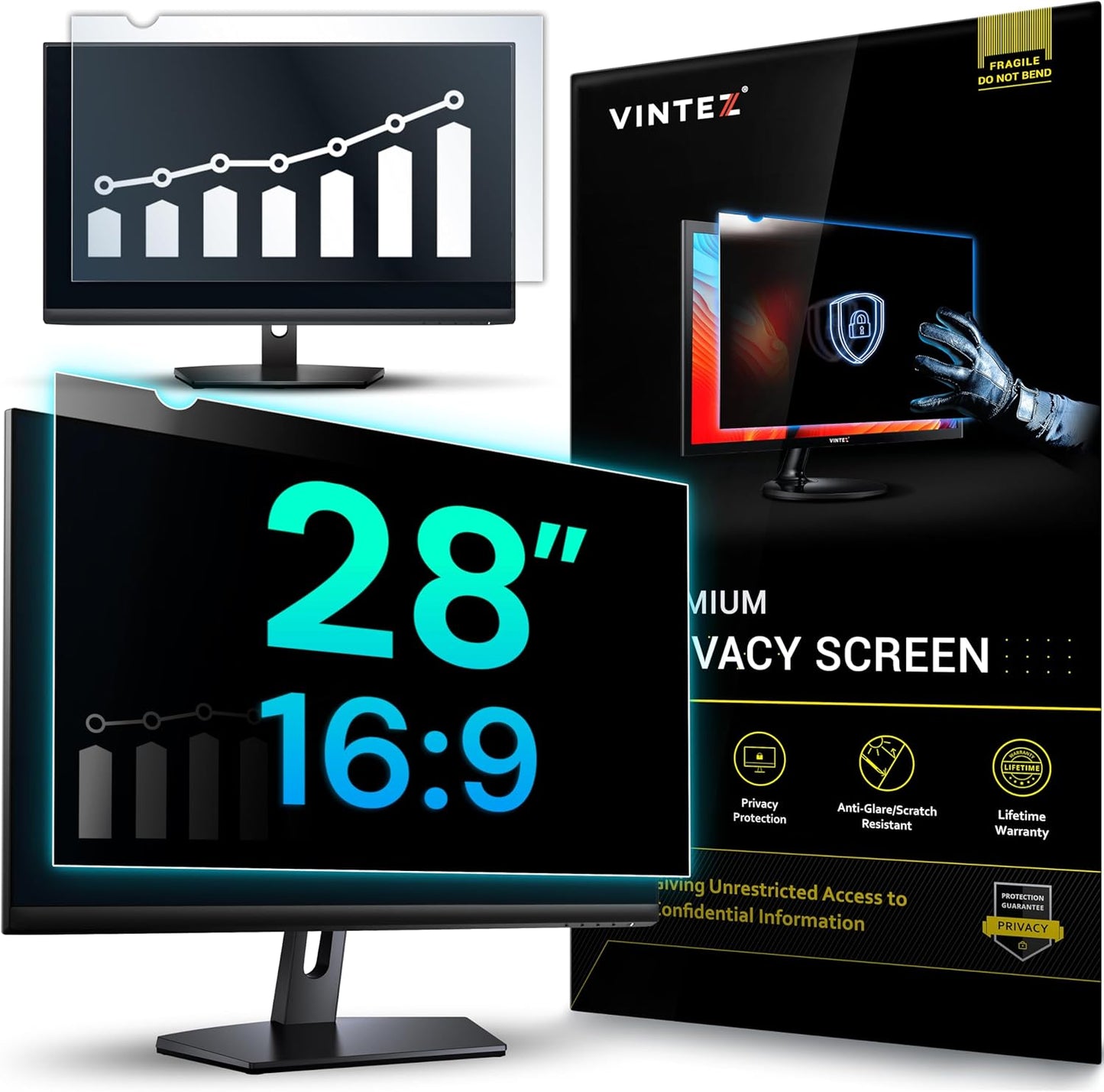 VINTEZ 28 Inch Privacy Screen for Computer Monitor and Laptop