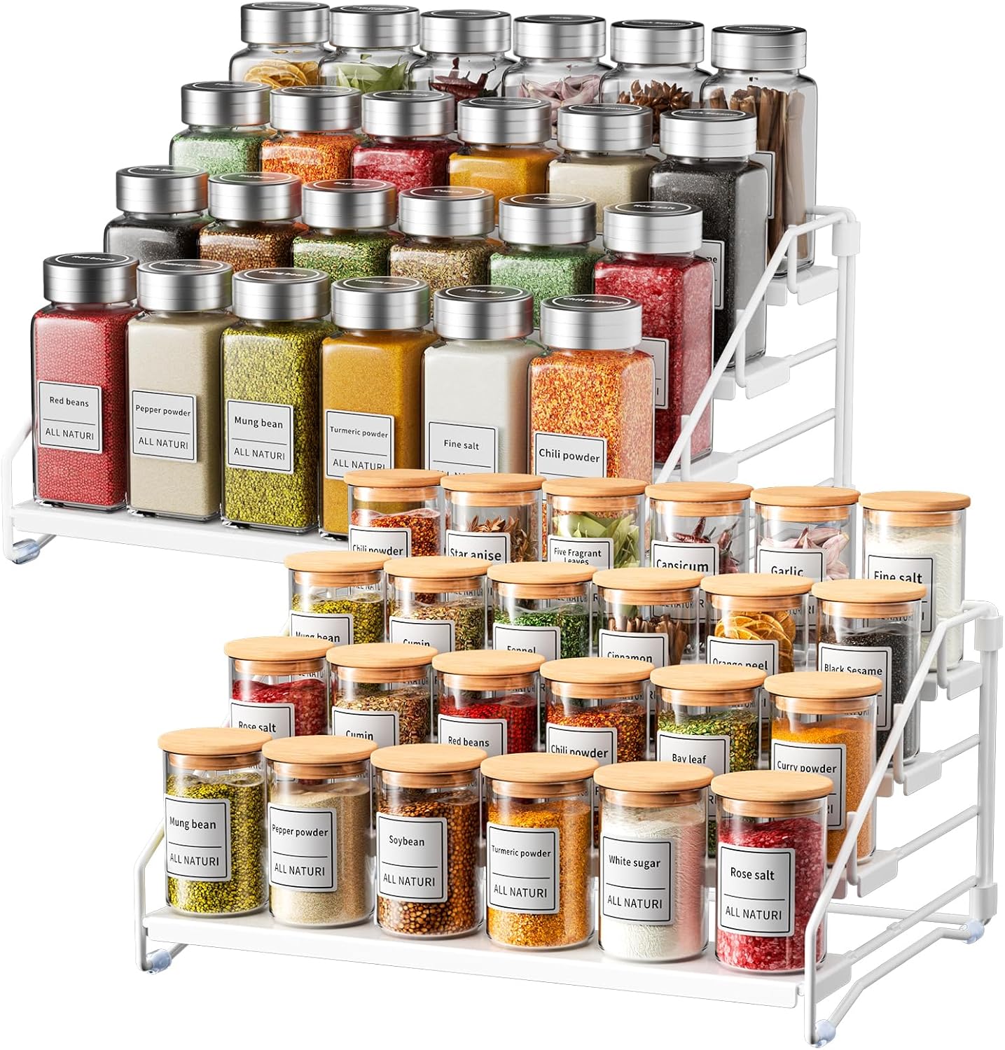 RCHYFEED Spice Rack Organizer for Cabinet, 4 Tier Storage Solution