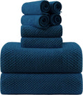 8-Piece Navy Bath Towel Set with Extra Large Bath Sheets - Quick Dry