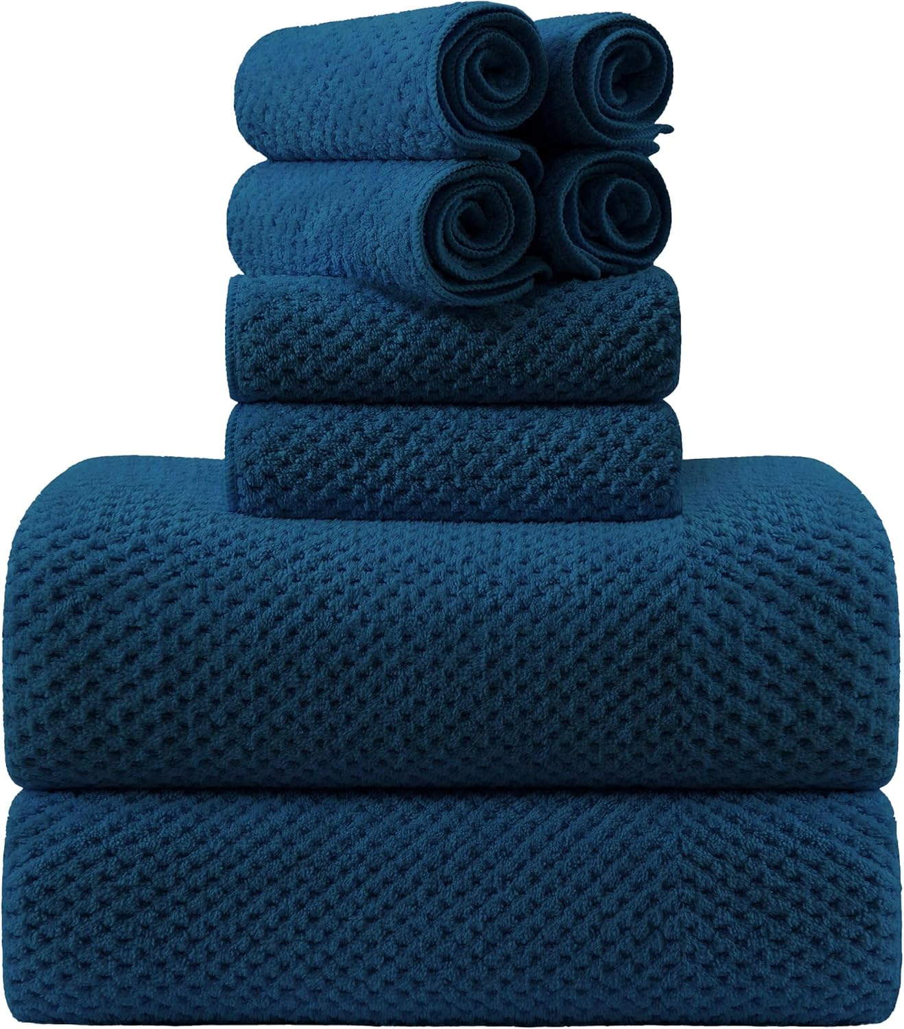 8-Piece Navy Bath Towel Set - Ultra Soft Quick Dry Microfiber